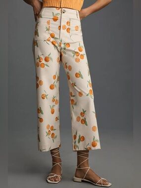Anthropologie Maeve x Dylan Mierzwinski Colette Cropped Wide-Leg Pants Size 27